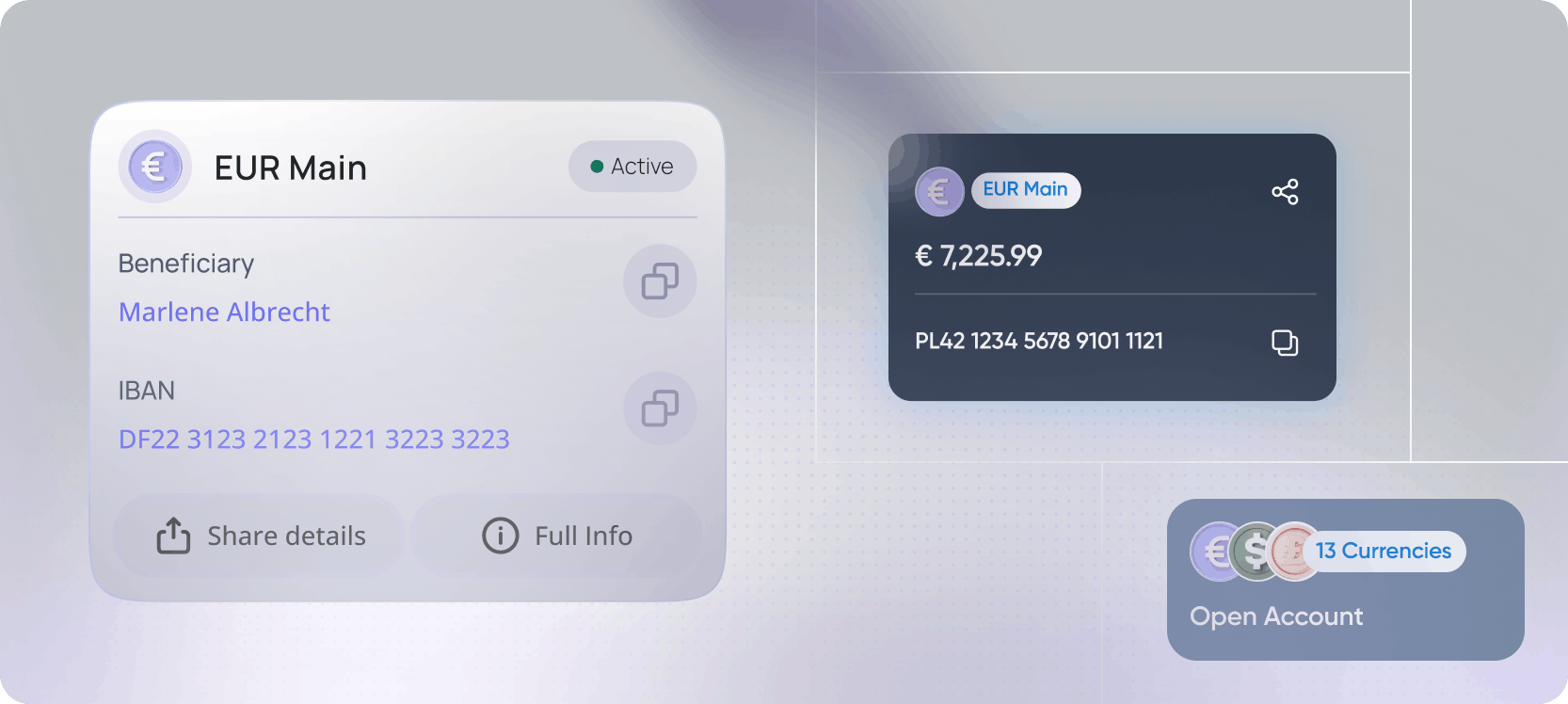 Multi-currency IBAN account interface